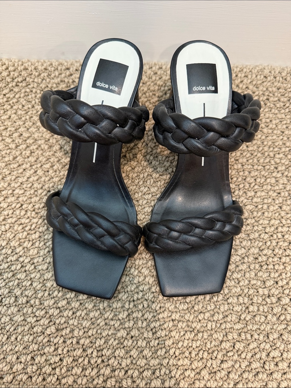 Dolce Vita Black Braided Double-Strap Mules